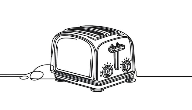 recommend clip art: Continuous Single Line Drawing Of Bread Toaster Machine . Home Decor and Items Art Vector Illustration Concept