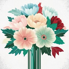 Flowers illustration with watercolor style