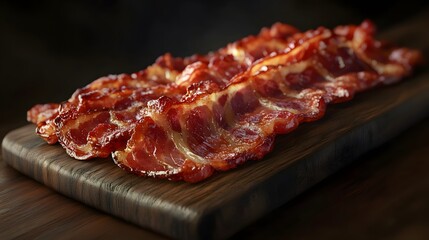 Realistic smoked pork bacon slices in ultra HD 169