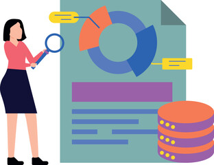 The girl is working on chart data.