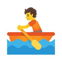 Adobe IllustratoPerson Rowing Boat vector icon. Isolated sport sign. Sticker of small rowboat suitable for a small number of people.r Artwork