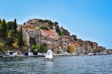 Picturesque old town Sibenik by the Adriatic sea, Dalmatia region, Croatia.