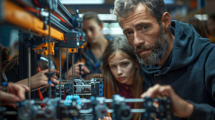 Fototapeta premium Focused Robotics Instructor