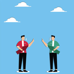 Businessmen arguing with arrows in their hands