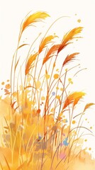 Enchanting Anime-Style Autumn Cosmos Garden: Vibrant Floral Dreamscape for Children's Book Illustrations. Whimsical 4K Wallpaper Capturing Rural Harvest Joy and Rainy Day Magic. AI-Generated Serene Co