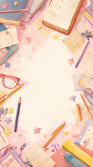 School Supplies and Colourful Stationery, Back to School Background