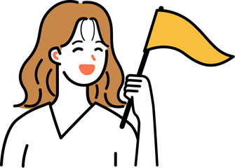 Fototapeta premium 応援する女性のイラスト