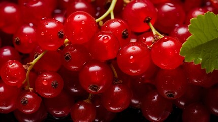 A photo of a bunch of ripe red currants
