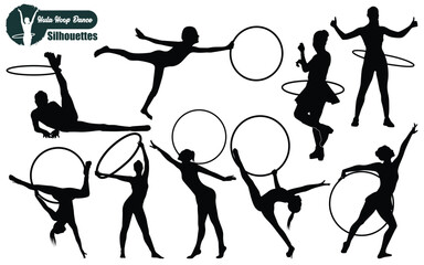 Hula hoop dancer silhouettes vector illustration © JerinChowdhury