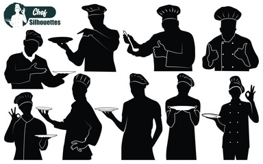 Collection of Chef-Presenting Dish Silhouettes