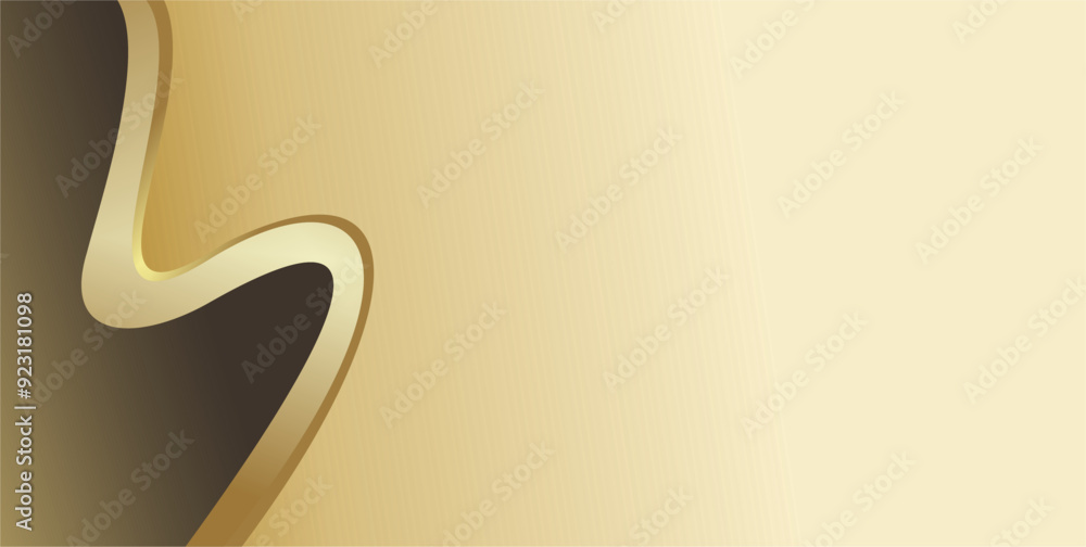 Aufkleber composition of curved lines and abstract areas of gradient gold brown color and empty space as a bac