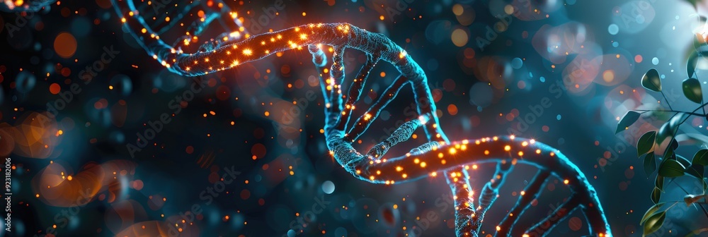 Aufkleber 3d rendering of genetic information molecules analyzed through microscopic examination of dna struct