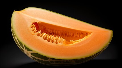 A photo of a cantaloupe melon sliced
