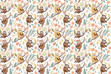 sloth seamless texture pattern. background for cloth