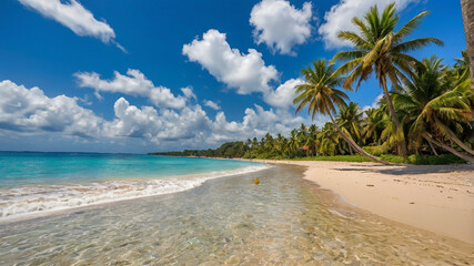 tropical beach with palm trees