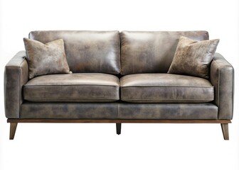 Fototapeta premium Modern Weathered Suede Sofa: Sleek, distressed, minimalist, gray, scuffed surface