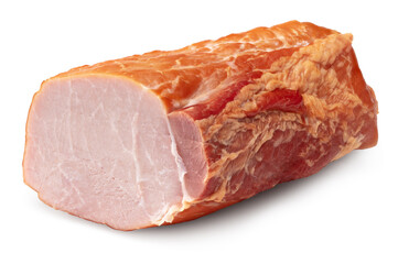 smoked sliced pork brisket isolated on white background. clipping path