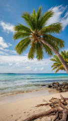 tropical beach with palm trees