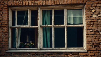 Fototapeta premium Old window in building