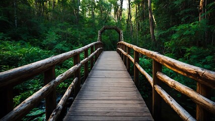 Obraz premium wooden bridge in the woods