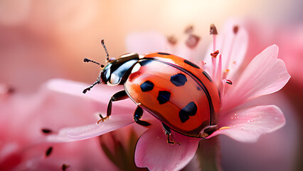 Obraz premium there is a lady bug that is sitting on a flower