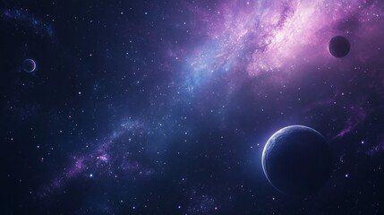 Obraz premium Cosmic Symphony: Planets and Nebulae Dance in the Night Sky