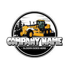 Road Motor grader Heavy equipment vehicle on white background