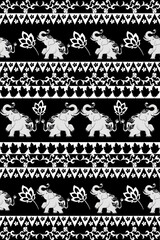 Elephant black and white classic damask pattern: vector illustration for elegant textile design, carpet, curtains, and clothing.