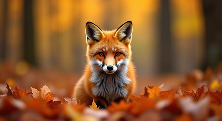 Vibrant red fox amid colorful autumn leaves, highlighting wildlife beauty, seasonal themes, nature inspiration, outdoor imagery, emotional connection.