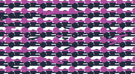 Dense, wide-format texture composed of colored layers of circles and bonds. Imitation of atomic lattices.