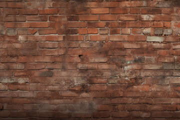 Fototapeta premium Processed collage of obsolete red brock masonry wall texture. Background for banner, backdrop