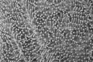 Processed image of fluffy gray doormat from bathroom in grey color