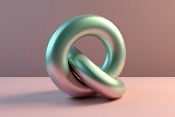 Abstract interconnected metallic rings on gradient background