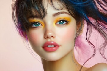 Fototapeta premium A colorful makeup girl