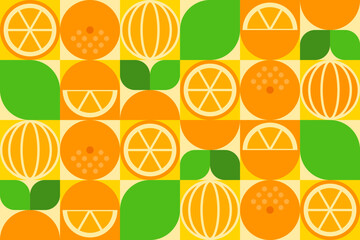 Abstract Orange geometric seamless pattern. Orange fruit mosaic texture. Vector illustration for background