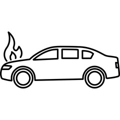 Automobile Damage in Fire. Vector Icon