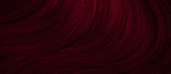 Dark red hair close-up as a background. Women's long brown hair. Beautifully styled wavy shiny...