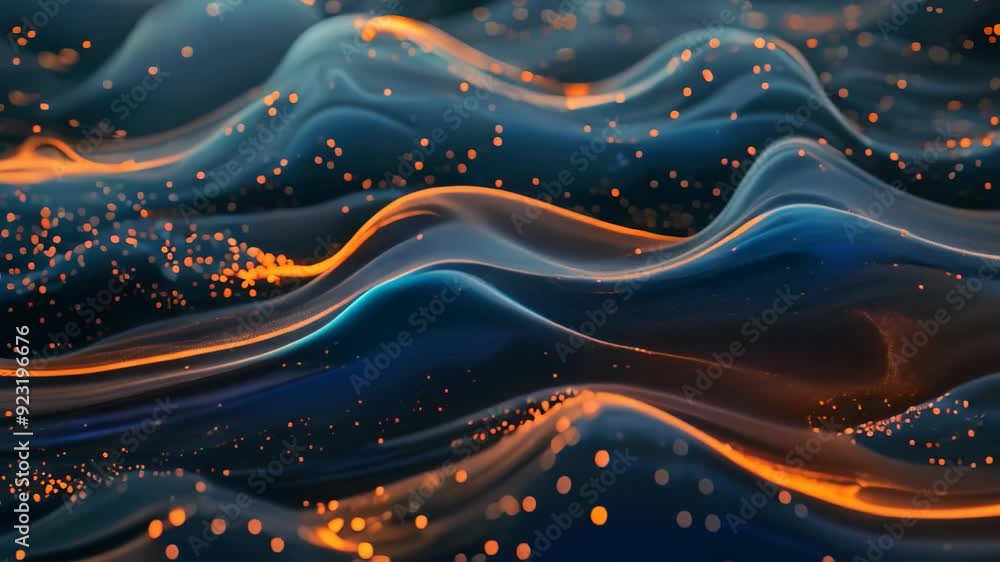 Poster Computer generated waves and stars pattern with layers of textures and patterns, Use layers of patterns and textures to convey the dynamic movement of tech waves