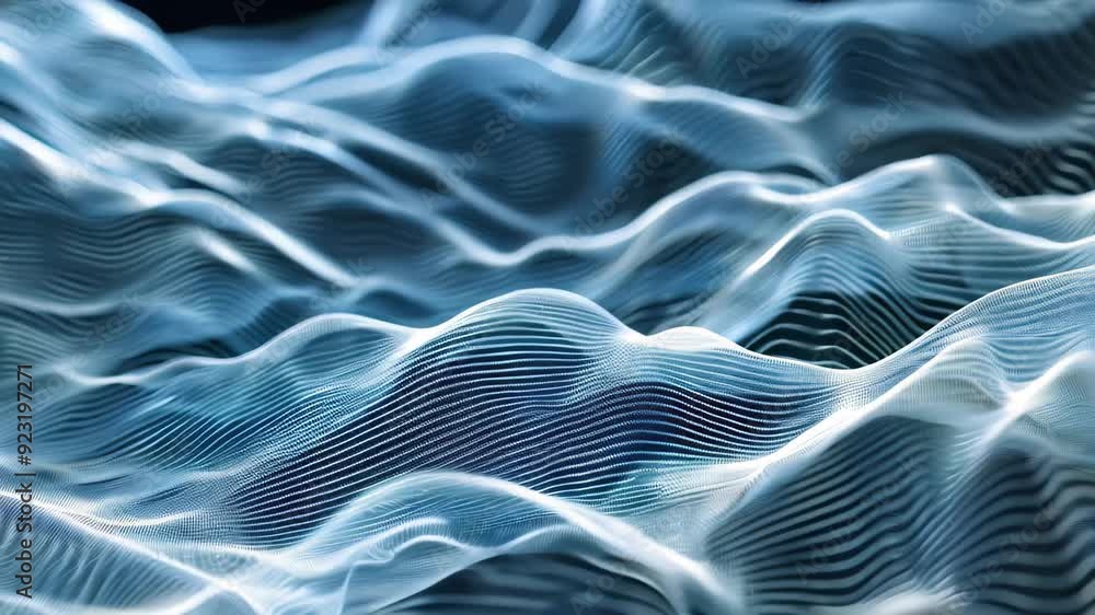 Poster abstract computer-generated wavy lines with layers of patterns and textures, use layers of patterns 