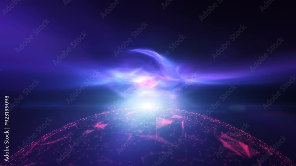 Canvas Prints dark universe nebula light with 3d sphere seamless looping background.