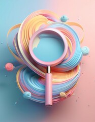 Fototapeta premium Search engine logo surrounded by swirling data streams, symbolizing the constant flow of information colorful circle