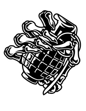 recommend clip art: Skull Hand Grenade Illustration, Bomb Clipart, Skeleton Head Weapon Stencil, US Army T-shirt Design Vector, Veteran Gift Idea, Bomber Cut File