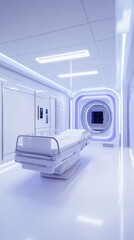 Fototapeta premium A futuristic hospital ward dedicated to cancer remission features an array of innovative treatment devices. 