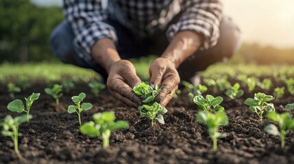 A lively depiction of a farmer tending to crops, representing the nurturing and attention essential for fostering well-being and personal growth.