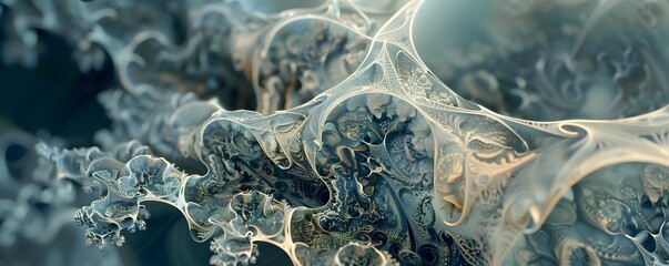 Abstract Swirling Pattern of Intertwining Shapes in Teal and Gold Hues