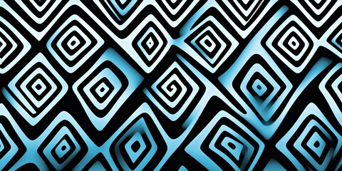 Obraz premium Abstract black and blue geometric spiral pattern with hypnotic square shapes. Mesmerizing design.