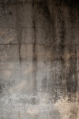 Front view of dirty, weathered and even wall. Abstract full frame textured grunge background with copy space.