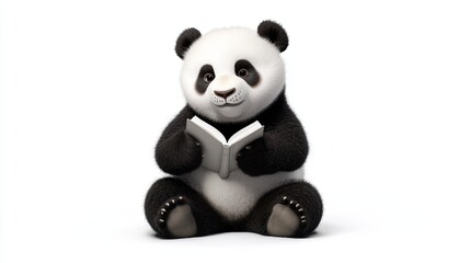 Obraz premium Panda with a Book: A panda bear holding a book