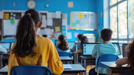 Digital textbooks and resources being utilized by students in a modern classroom