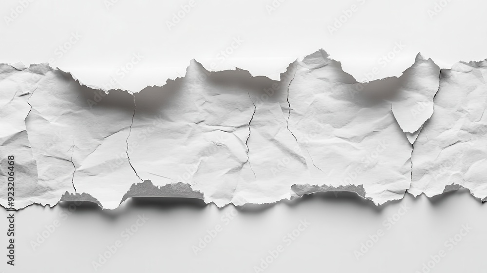 Poster a torn paper strip with rough edge and a minimalistic design on a white background, appearing shadow